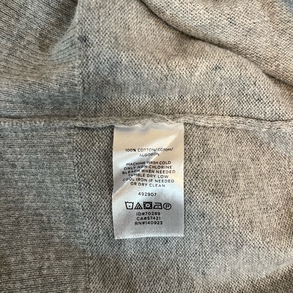 Loft gray polka dot sweater with long sleeves & ties on the sleeves. Size small - Picture 6 of 6